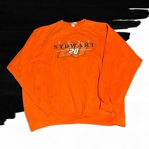 Vintage Tony Stewart Crewneck Sweater Orange Chase Authentics Nascar